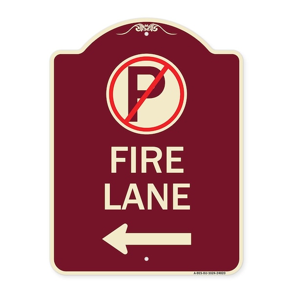 Signmission Fire Lane No Parking and Left Arrow Heavy-Gauge Aluminum Sign, 24" x 18", BU-1824-24020 A-DES-BU-1824-24020 - main
